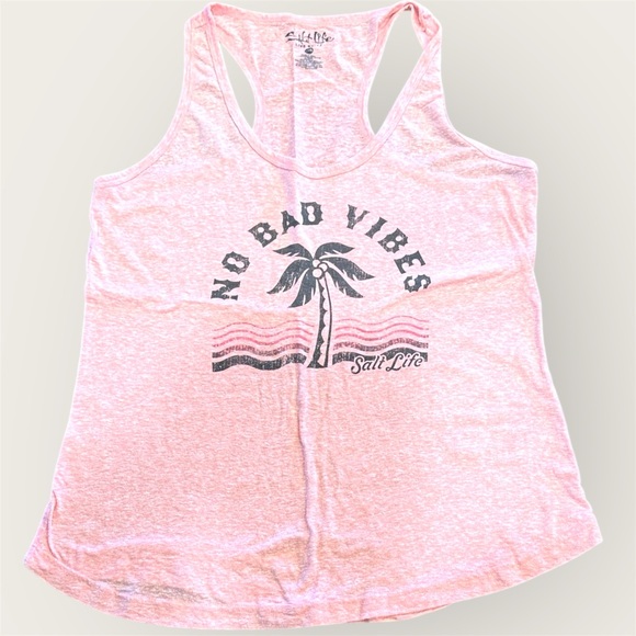 Salt Life Pink Tank Top with Palm Graphic - Picture 2 of 9